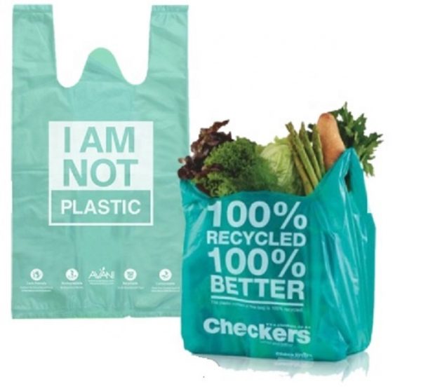 Compostable T-shirt bag for supermarket