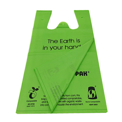 Compostable T-shirt bag for supermarket
