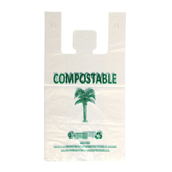 Compostable T-shirt bag for supermarket